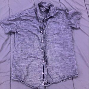 American Eagle Gray Button Down Short Sleeve Shirt with Collar